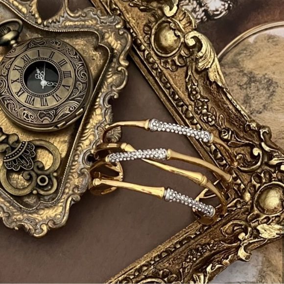 ALEXIS BITTAR Solanales Crystal Bamboo Gold Cuff Bracelet - Picture 4 of 9